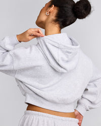 Foundations All Season Cropped Zip Through Hoodie | Grey Marl