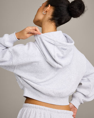 Foundations All Season Cropped Zip Through Hoodie | Grey Marl