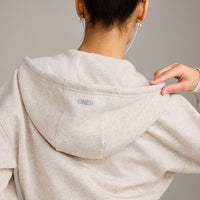 Foundations All Season Cropped Zip Through Hoodie | Oat Marl