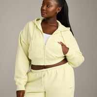 Foundations All Season Cropped Zip Through Hoodie | Pastel Yellow
