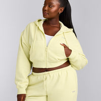 Foundations All Season Cropped Zip Through Hoodie | Pastel Yellow