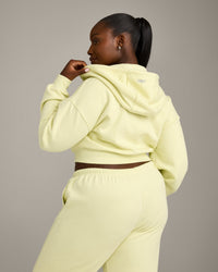 Foundations All Season Cropped Zip Through Hoodie | Pastel Yellow