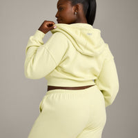 Foundations All Season Cropped Zip Through Hoodie | Pastel Yellow