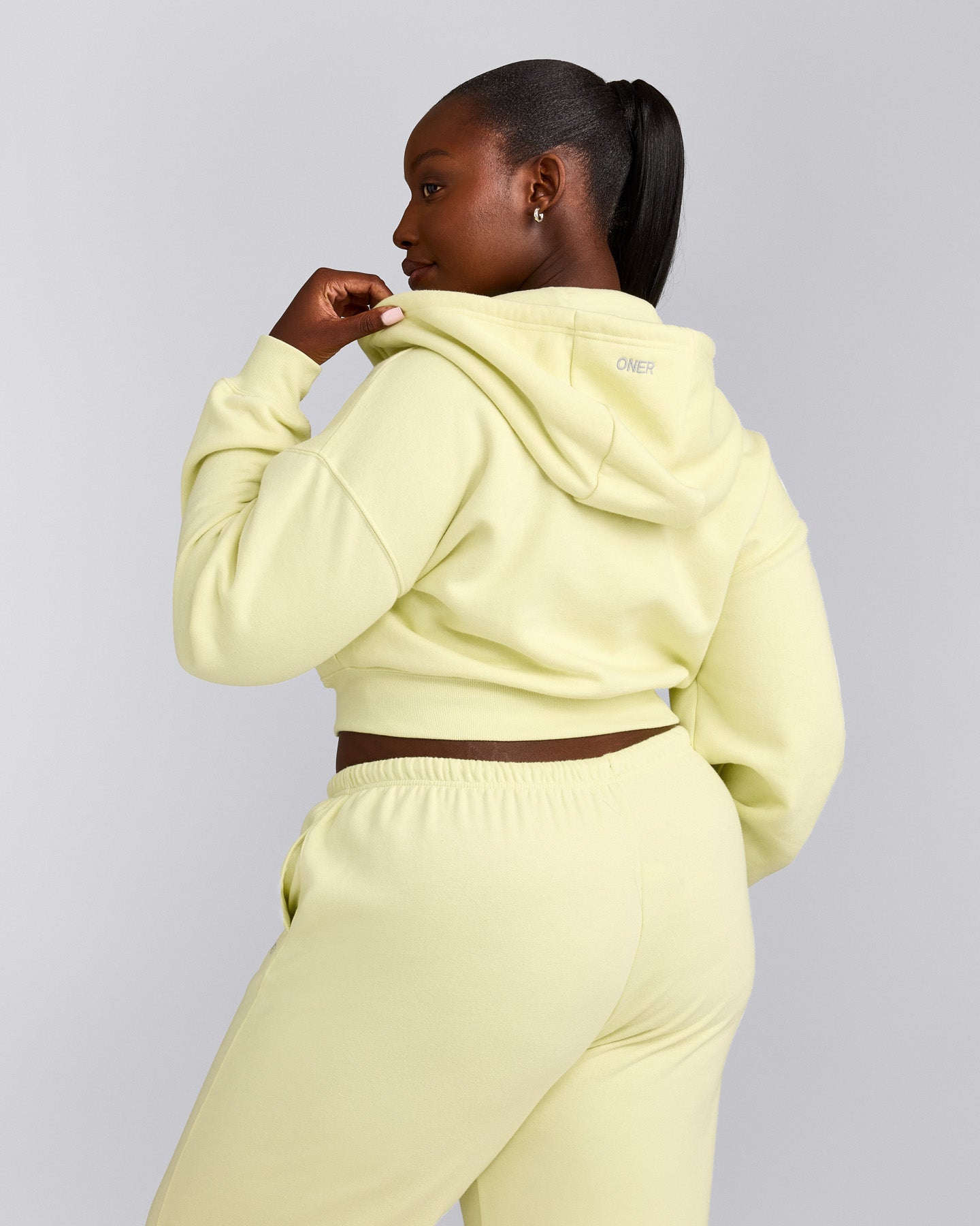 Foundations All Season Cropped Zip Through Hoodie | Pastel Yellow