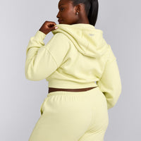 Foundations All Season Cropped Zip Through Hoodie | Pastel Yellow