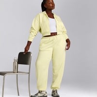 Foundations All Season Cropped Zip Through Hoodie | Pastel Yellow