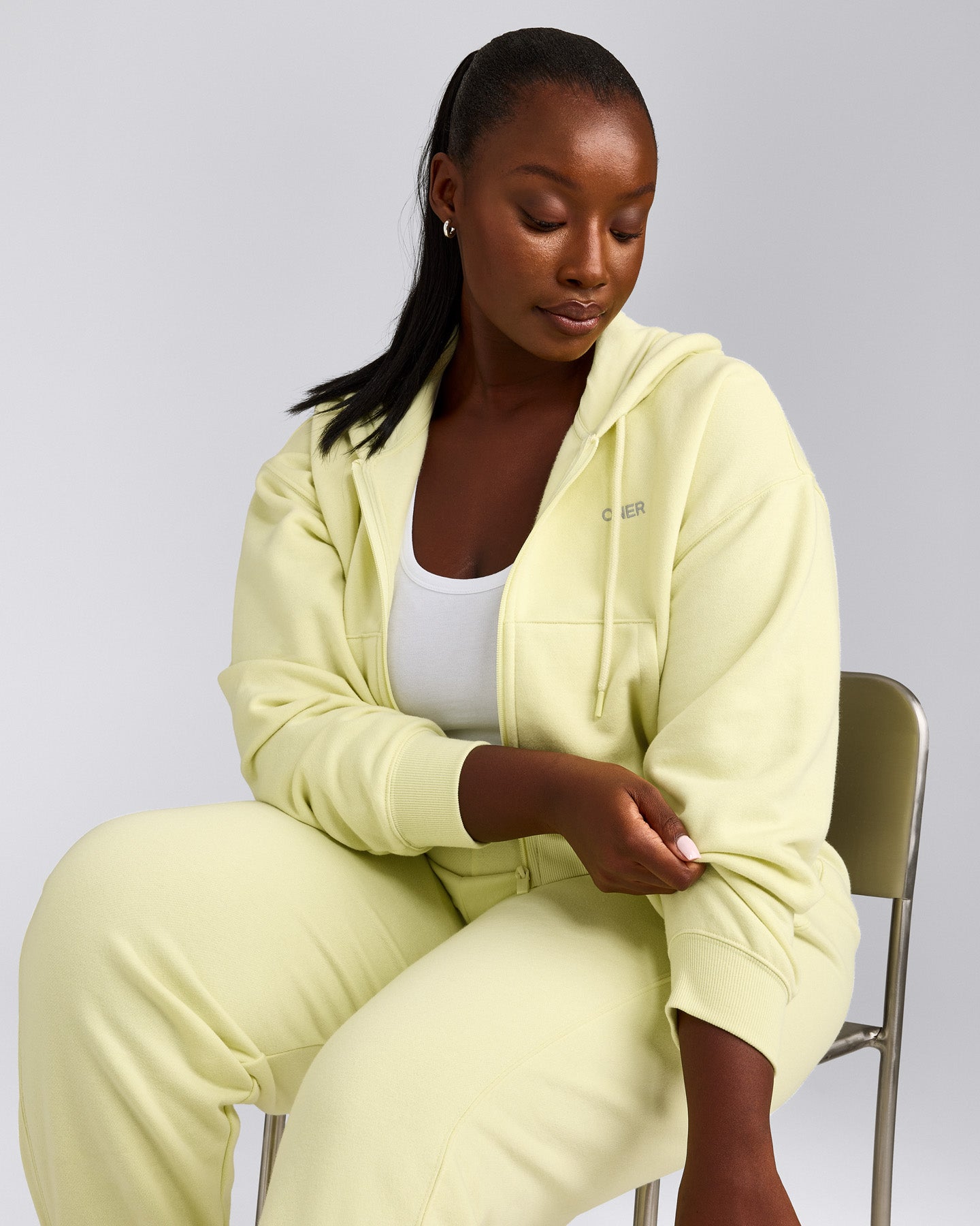 Foundations All Season Cropped Zip Through Hoodie | Pastel Yellow