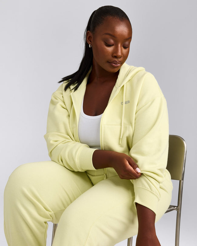 Foundations All Season Cropped Zip Through Hoodie | Pastel Yellow
