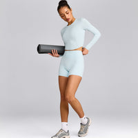 Mellow™ Motion Crew Neck Long Sleeve Mid Top | Cloud Blue