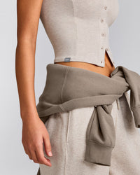 Mellow™ Rib Mid Short Sleeve Cardigan | Oat Marl