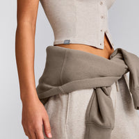 Mellow™ Rib Mid Short Sleeve Cardigan | Oat Marl
