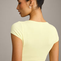 Mellow™ Rib Mid Short Sleeve Cardigan | Pastel Yellow