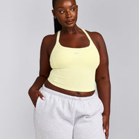 Mellow™ Rib Racer Back Mid Vest with Built in Bra Shelf | Pastel Yellow
