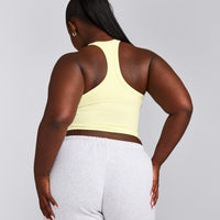 Mellow™ Rib Racer Back Mid Vest with Built in Bra Shelf | Pastel Yellow