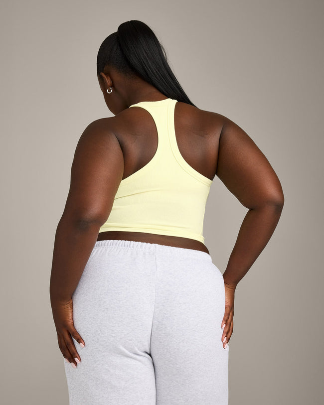 Mellow™ Rib Racer Back Mid Vest with Built in Bra Shelf | Pastel Yellow