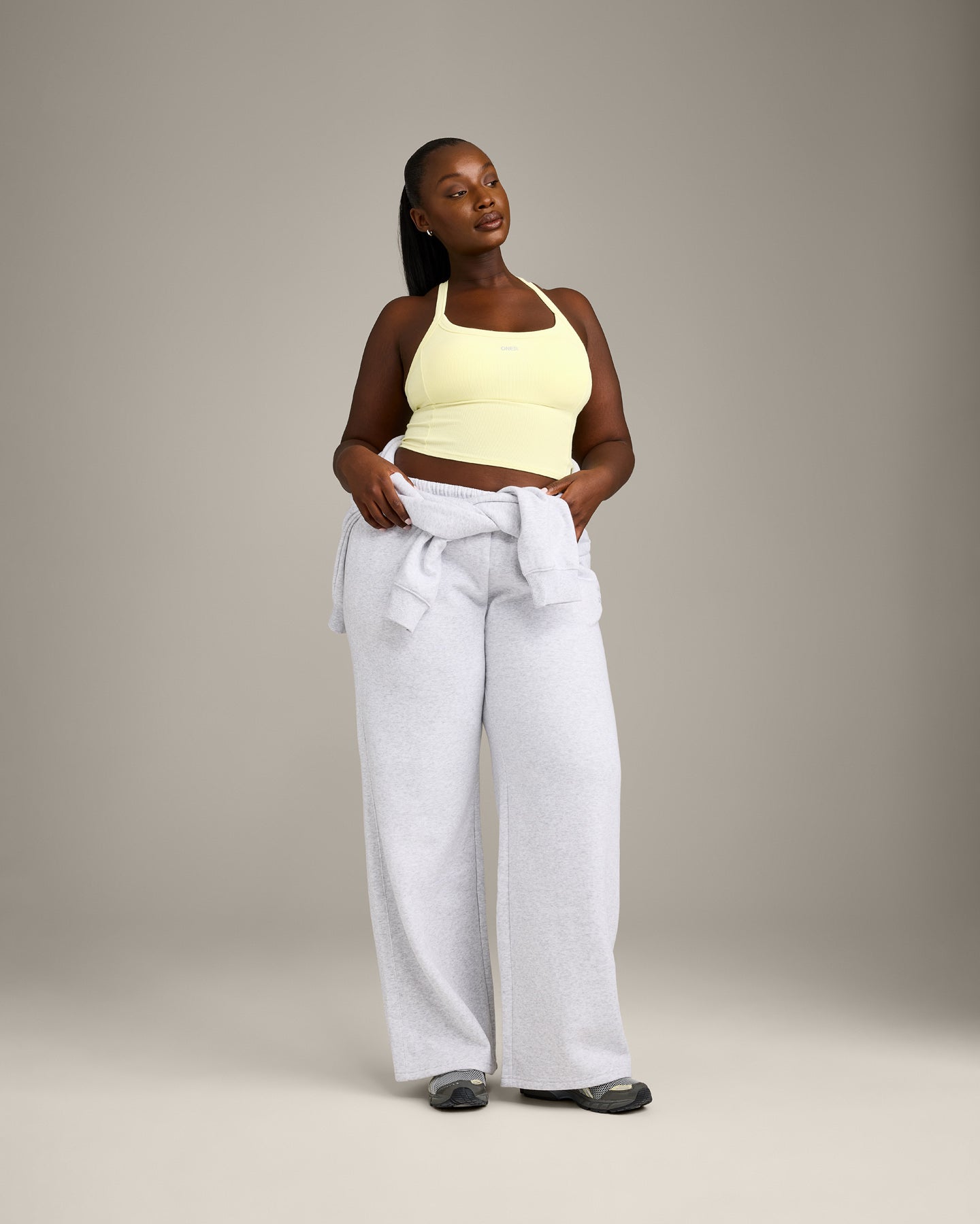 Mellow™ Rib Racer Back Mid Vest with Built in Bra Shelf | Pastel Yellow