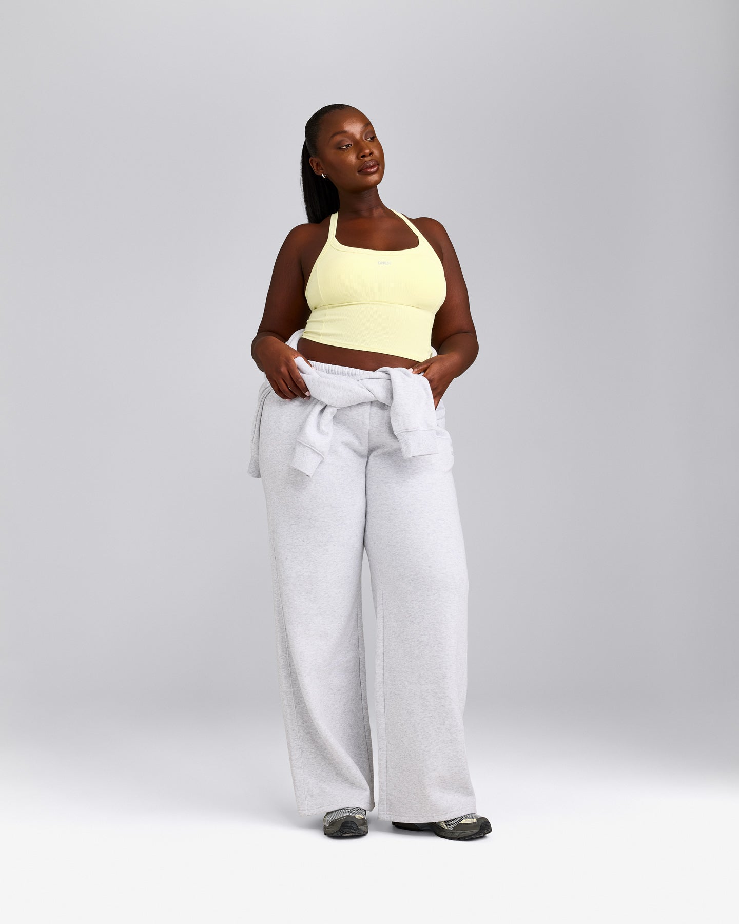 Mellow™ Rib Racer Back Mid Vest with Built in Bra Shelf | Pastel Yellow