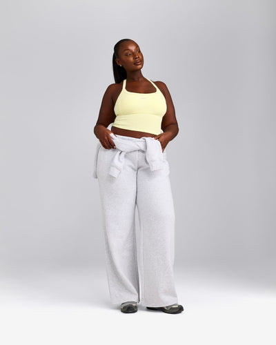 Mellow™ Rib Racer Back Mid Vest with Built in Bra Shelf | Pastel Yellow