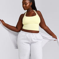 Mellow™ Rib Racer Back Mid Vest with Built in Bra Shelf | Pastel Yellow