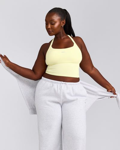 Mellow™ Rib Racer Back Mid Vest with Built in Bra Shelf | Pastel Yellow