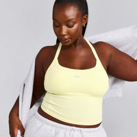 Mellow™ Rib Racer Back Mid Vest with Built in Bra Shelf | Pastel Yellow
