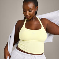 Mellow™ Rib Racer Back Mid Vest with Built in Bra Shelf | Pastel Yellow