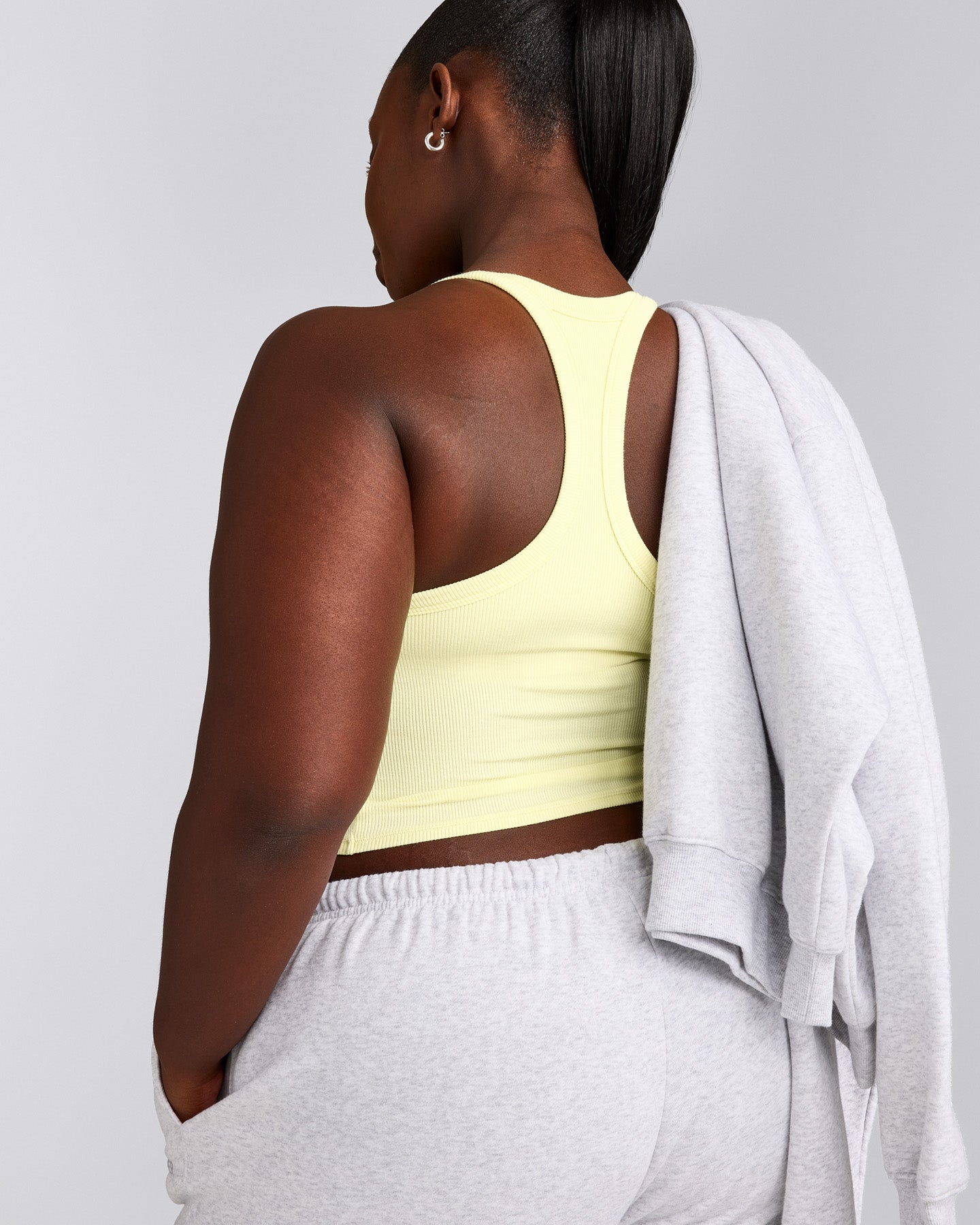 Mellow™ Rib Racer Back Mid Vest with Built in Bra Shelf | Pastel Yellow