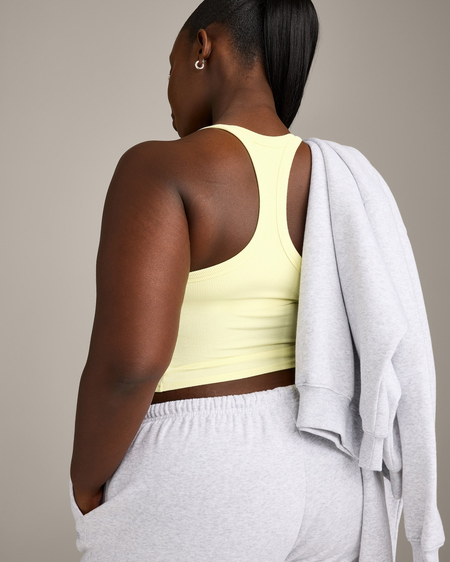 Mellow™ Rib Racer Back Mid Vest with Built in Bra Shelf | Pastel Yellow