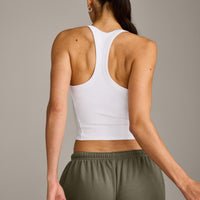 Mellow™ Rib Racer Back Mid Vest with Built in Bra Shelf | White