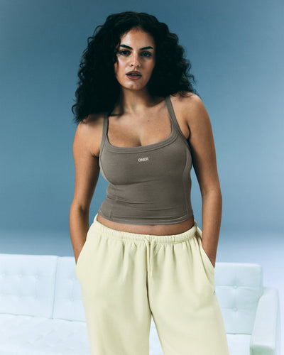 Mellow™ Rib Racer Back Vest with Built in Bra Shelf | Warm Minky