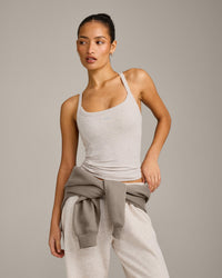 Mellow™ Rib Racer Back Vest with Built in Bra Shelf | Oat Marl