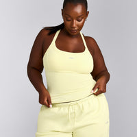 Mellow™ Rib Racer Back Vest with Built in Bra Shelf | Pastel Yellow