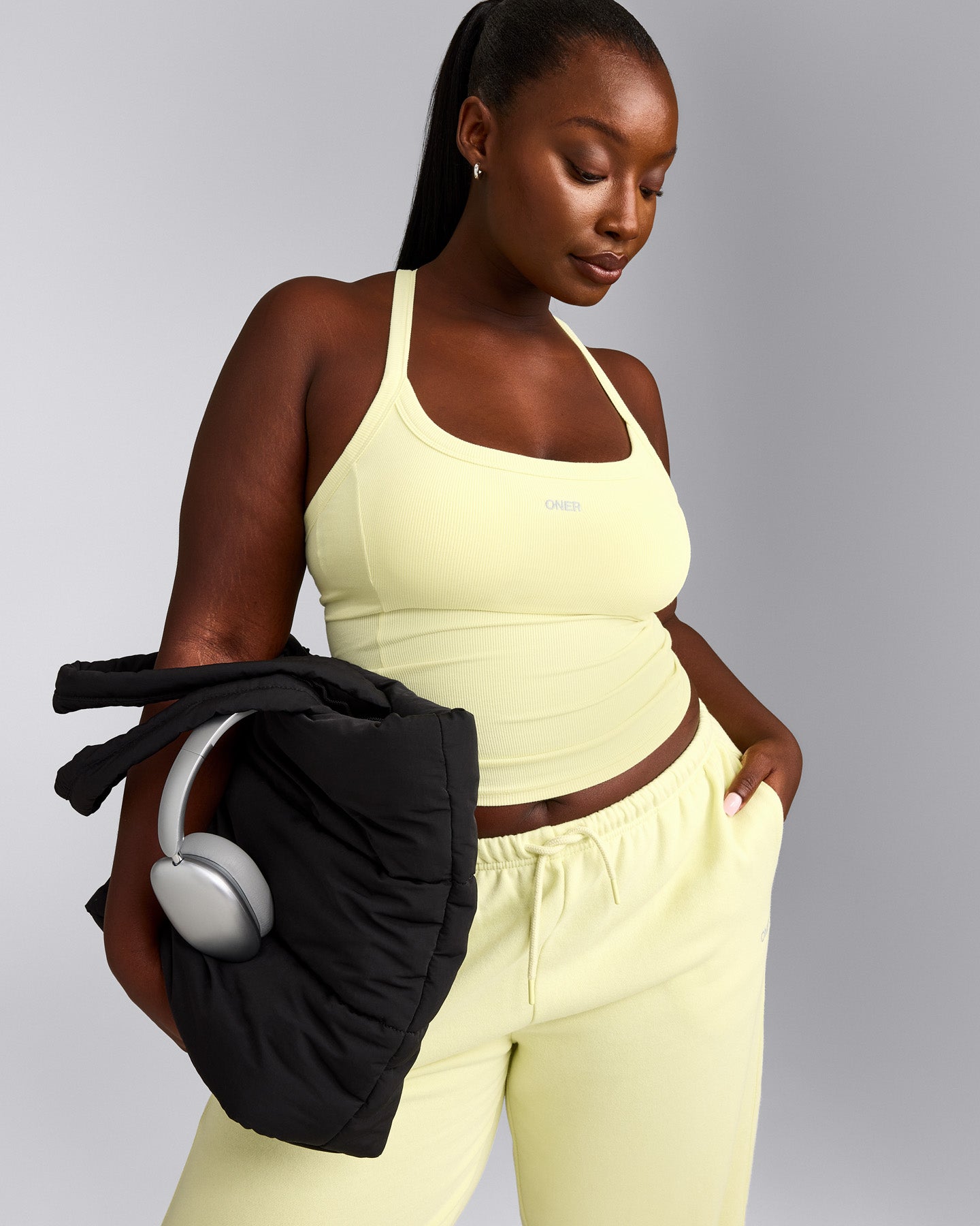 Mellow™ Rib Racer Back Vest with Built in Bra Shelf | Pastel Yellow