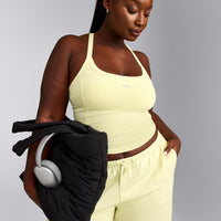 Mellow™ Rib Racer Back Vest with Built in Bra Shelf | Pastel Yellow
