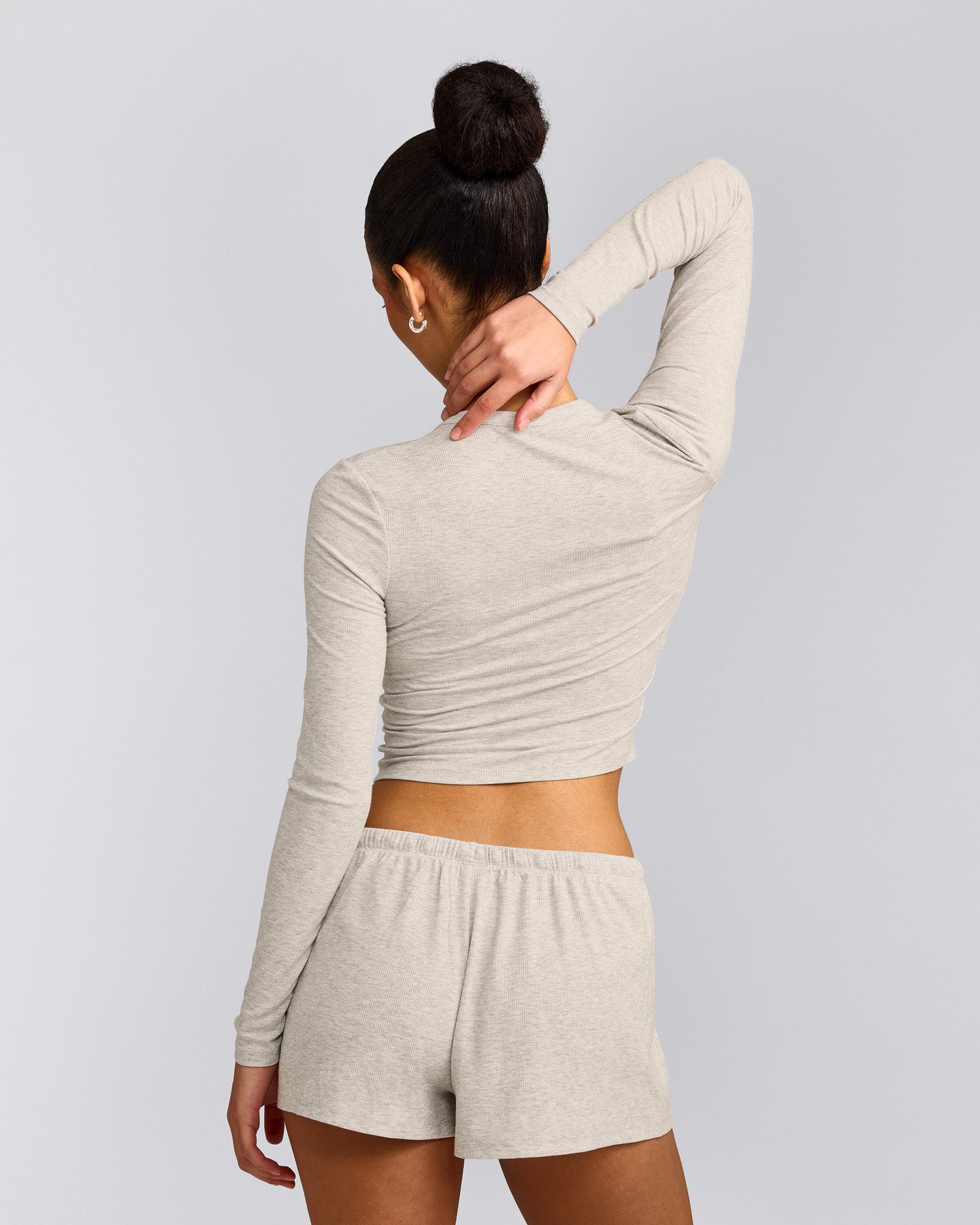 Oner At Home Night Button Down Long Sleeve Top | Oat Marl