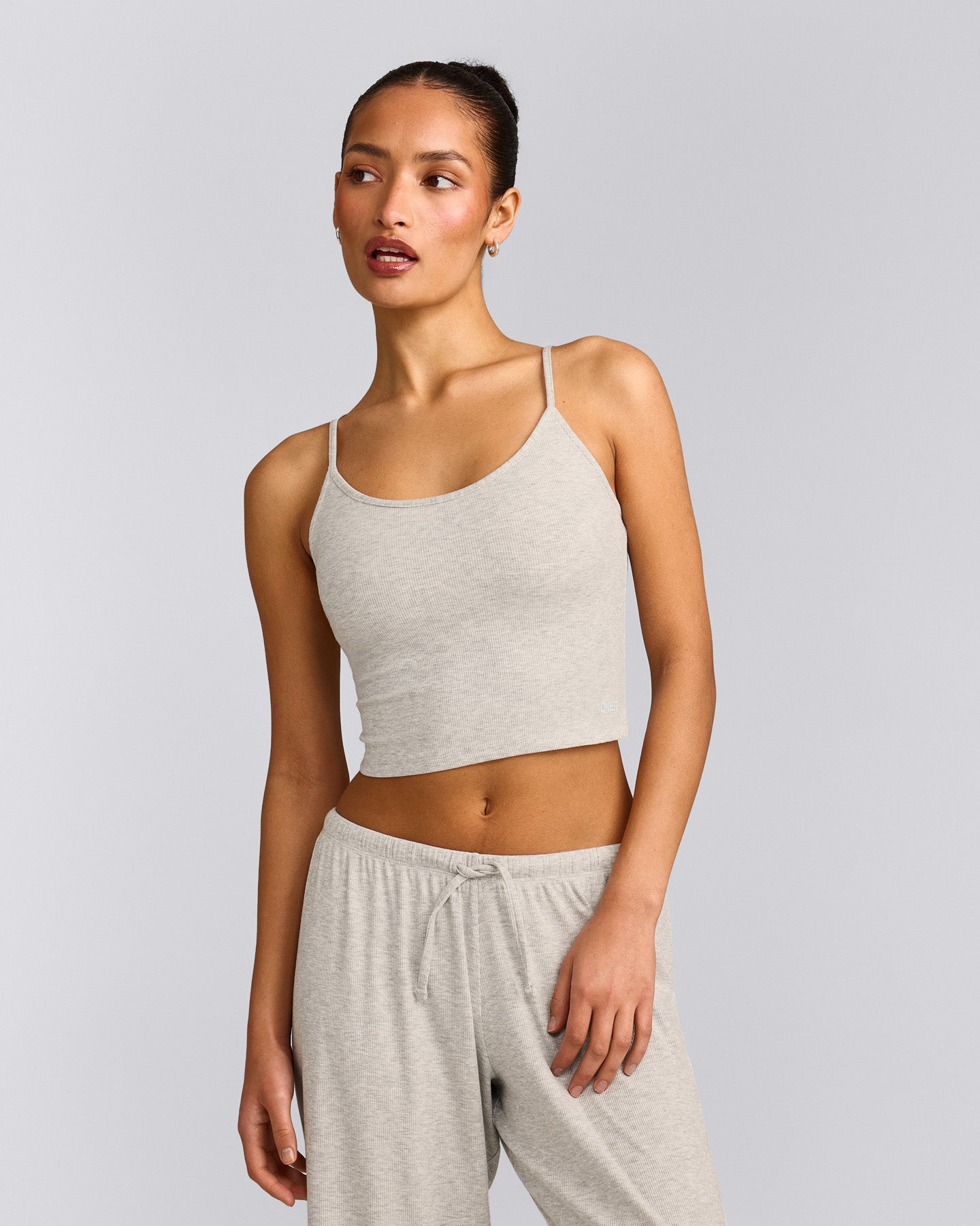 Oner At Home Night Strappy Mid Vest | Oat Marl