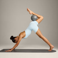 SoftMotion™ Halter Neck All In One Short with Grey Logo | Cloud Blue