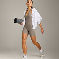 SoftMotion™ Halter Neck All In One Short with Grey Logo | Minky