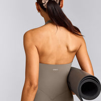 SoftMotion™ Halter Neck All In One Short with Grey Logo | Minky