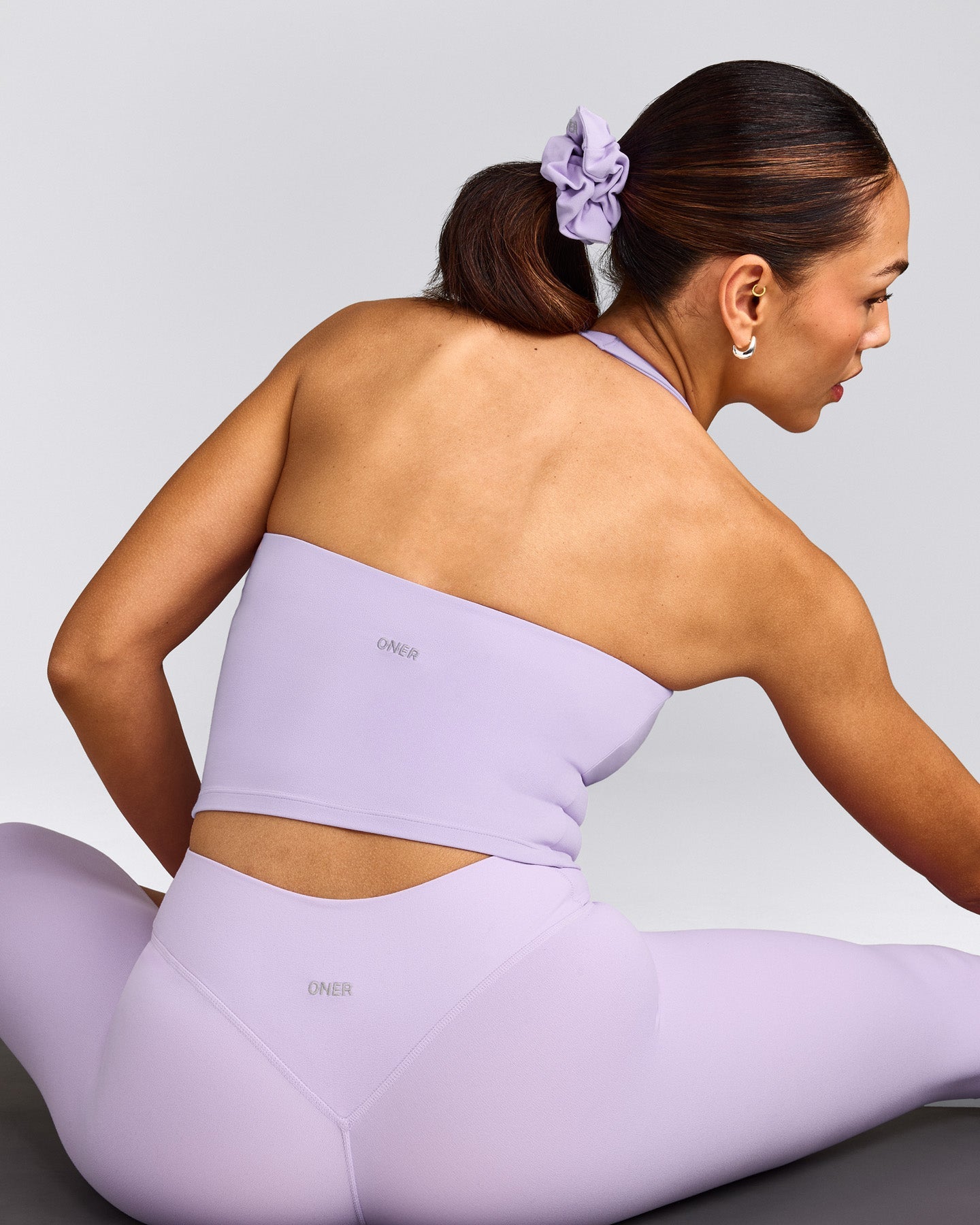SoftMotion™ Halter Neck Mid Vest with Built in Bra Shelf with Grey Logo | Lavender Purple