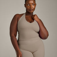 SoftMotion™ Halter Neck Mid Vest with Built in Bra Shelf with Grey Logo | Minky