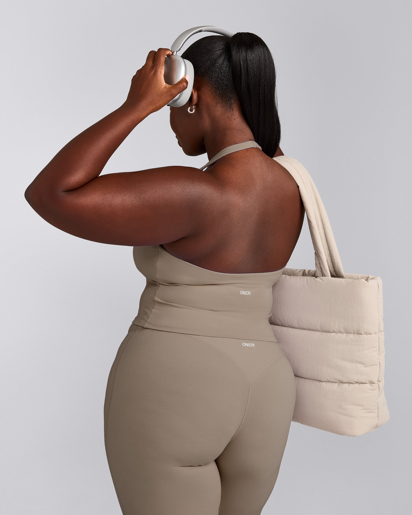 SoftMotion™ Halter Neck Mid Vest with Built in Bra Shelf with Grey Logo | Minky
