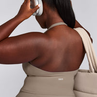 SoftMotion™ Halter Neck Mid Vest with Built in Bra Shelf with Grey Logo | Minky
