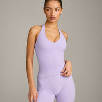 SoftMotion™ Halter Neck Vest with Built in Bra Shelf with Grey Logo | Lavender Purple