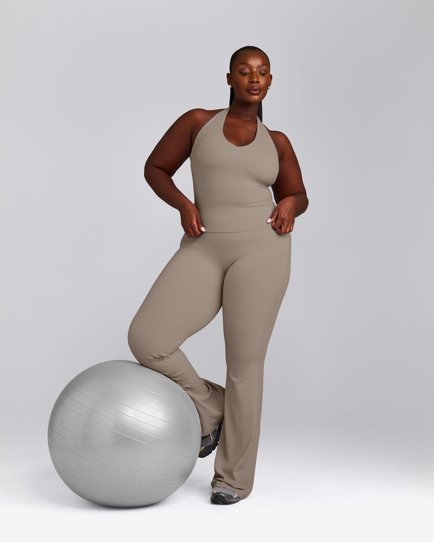 SoftMotion™ Halter Neck Vest with Built in Bra Shelf with Grey Logo | Minky