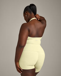 SoftMotion™ Halter Neck Vest with Built in Bra Shelf with Grey Logo | Pastel Yellow
