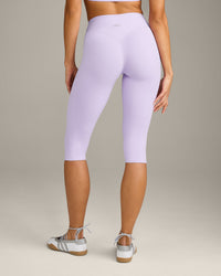 SoftMotion™ High Waisted Capri Leggings with Grey Logo | Lavender Purple