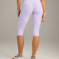 SoftMotion™ High Waisted Capri Leggings with Grey Logo | Lavender Purple