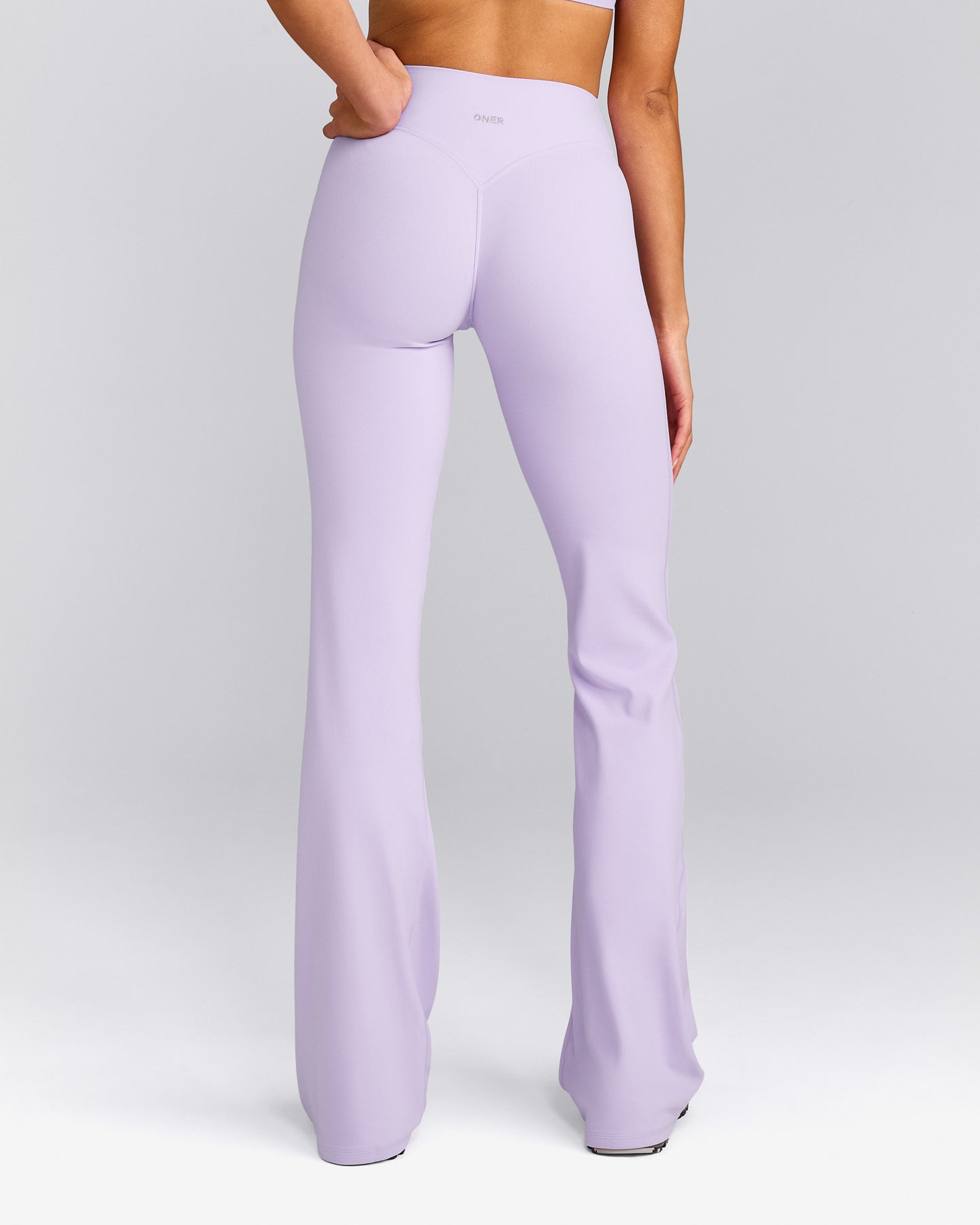 SoftMotion™ Flared Pants with Gray Logo | Lavender Purple