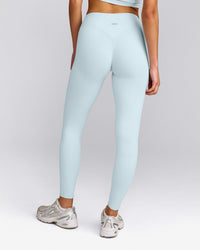 SoftMotion™ High Waisted Leggings with Grey Logo | Cloud Blue